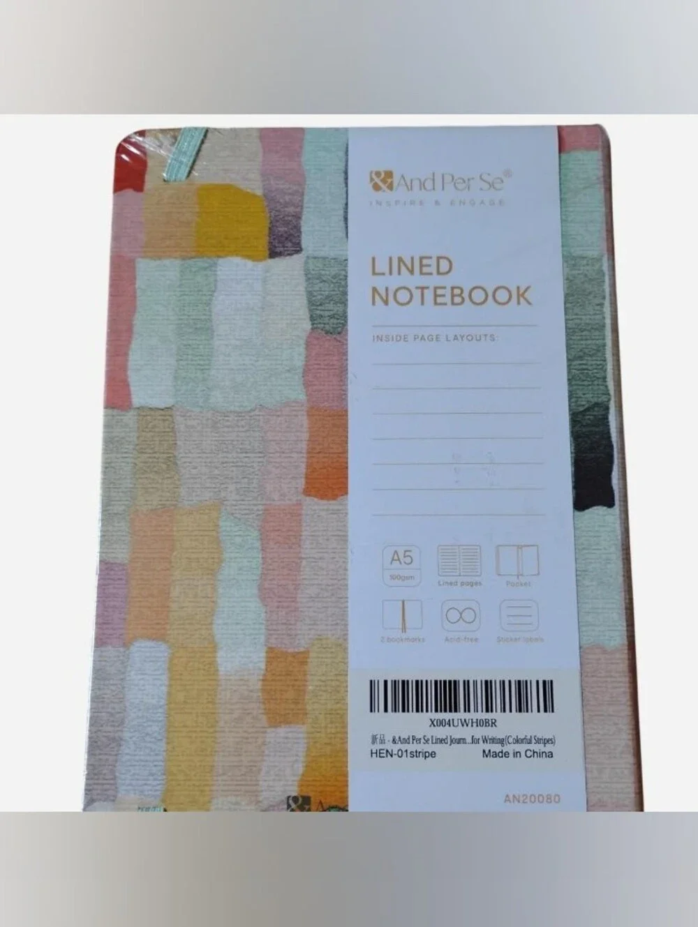And Per Se A5 Lined Notebook Hardcover Journal Colorful Stripes New Sealed